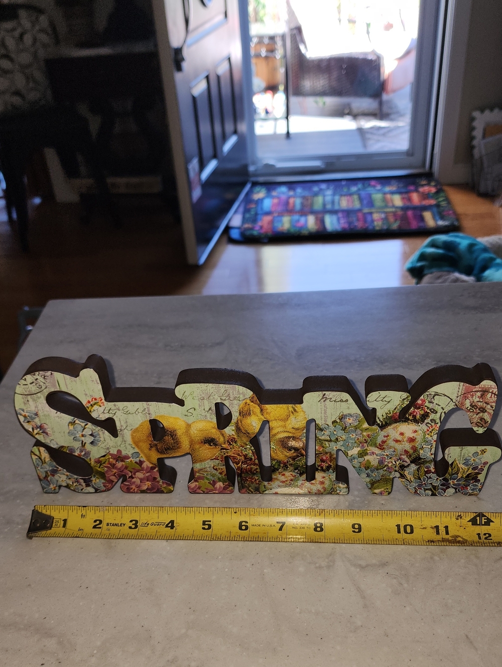 Decorative 'Spring' Wooden Table Sign - Floral Print